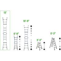 Telescoping Multi-Position Ladder, 2.916' - 9.75', Aluminum, 300 lbs., CSA Grade 1A VD689 | Seaboard Industrial Supply Comp