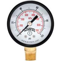 Economy Pressure Gauge, 2" , 0 - 100 psi, Bottom Mount, Analogue YB876 | Seaboard Industrial Supply Comp