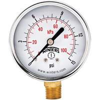 Economy Pressure Gauge, 2-1/2" , 0 - 15 psi, Bottom Mount, Analogue YB879 | Seaboard Industrial Supply Comp