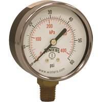Economy Pressure Gauge, 2-1/2" , 0 - 60 psi, Bottom Mount, Analogue YB881 | Seaboard Industrial Supply Comp