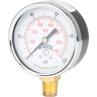 Pressure Gauge, 2-1/2" , 0 - 100 psi, Bottom Mount, Analogue YB882 | Seaboard Industrial Supply Comp